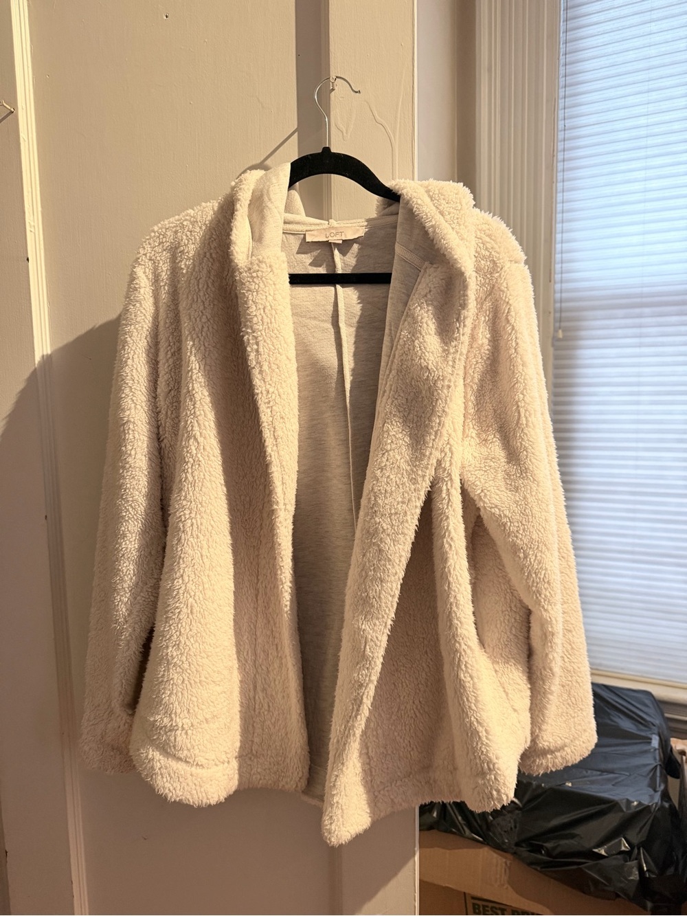 LOFT Cream Sherpa Hooded Jacket